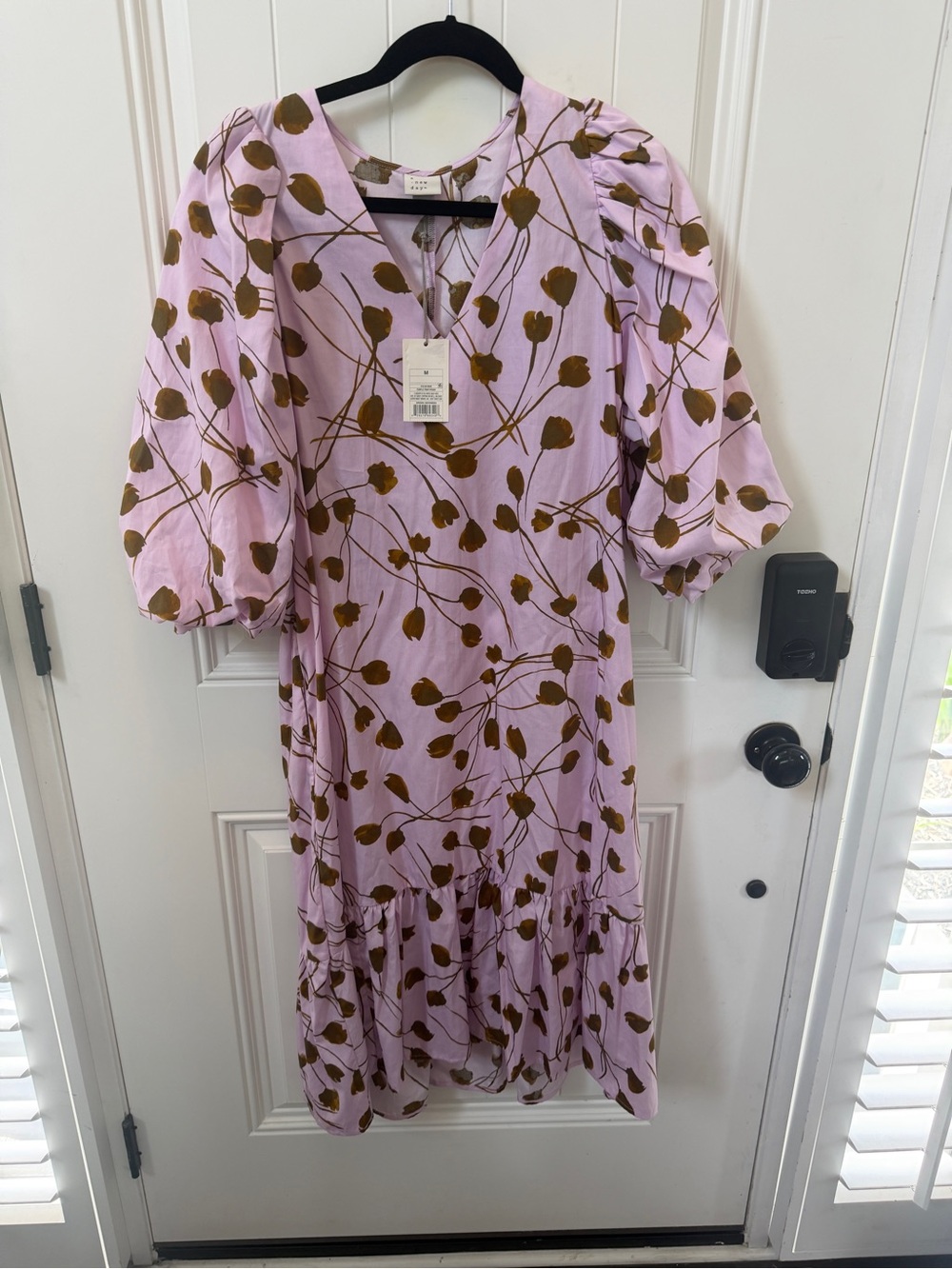 a new day Lavender Floral Midi Dress with Brown Print